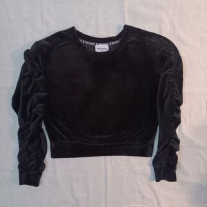 Juicy Couture Black Velour Ruched Sweatshirt